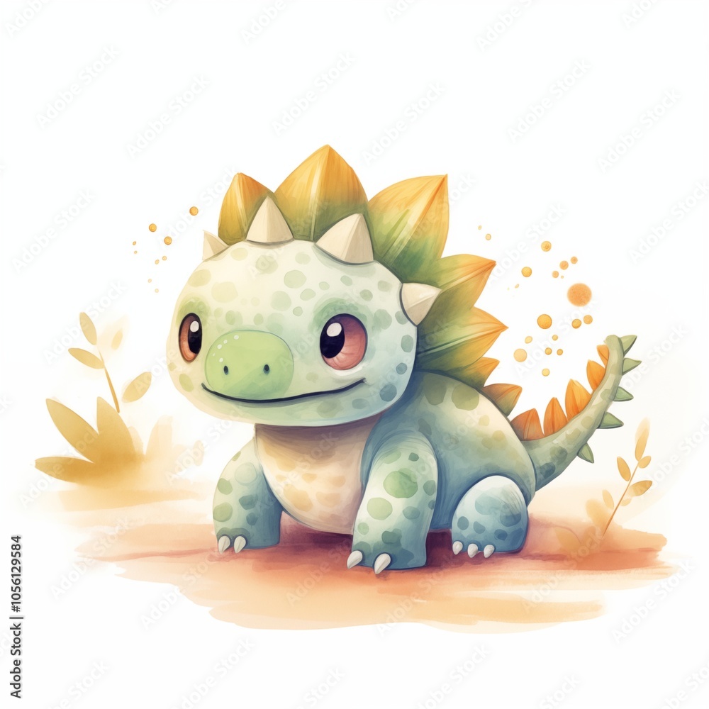 Fototapeta premium Dinosaur Cute children's book cover