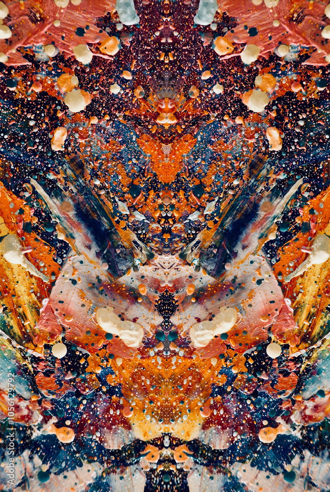 Fototapeta premium Abstract background art . Ethnic pattern. Mixtures of oil paint. Trendy hand painting canvas. Wall decor and Wall art prints Idea. 3D Texture. Art object
