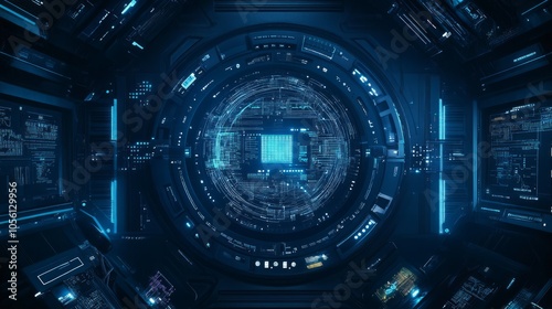 dark blue beautiful technology frame of computer interface