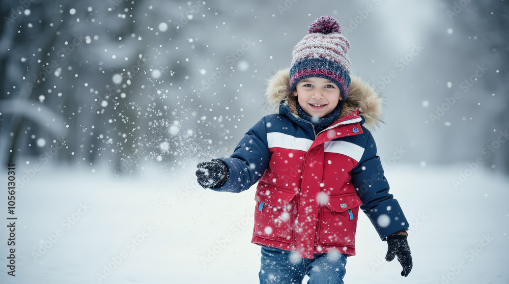 Joyful Winter Fun: Kid Playing in Snow - Adorable Children Enjoying Snowy Adventure in Cozy Winter Clothes Joyful Winter Fun: Kid Playing in Snow - Adorable Children Enjoying Snowy Adventure in Cozy Winter Clothes