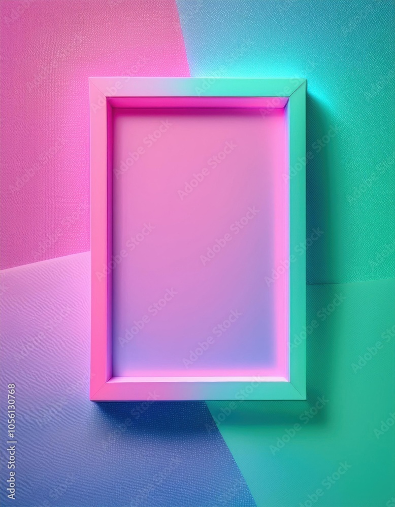 A close up of a pink and blue frame on a colorful background A close up of a pink and blue frame on a colorful background