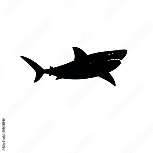 a shark vector silhouette, black color silhouette