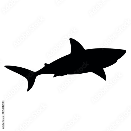 a shark vector silhouette, black color silhouette