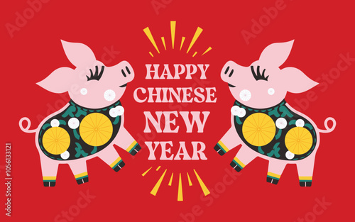 a couple of pigs standing next to each other vector