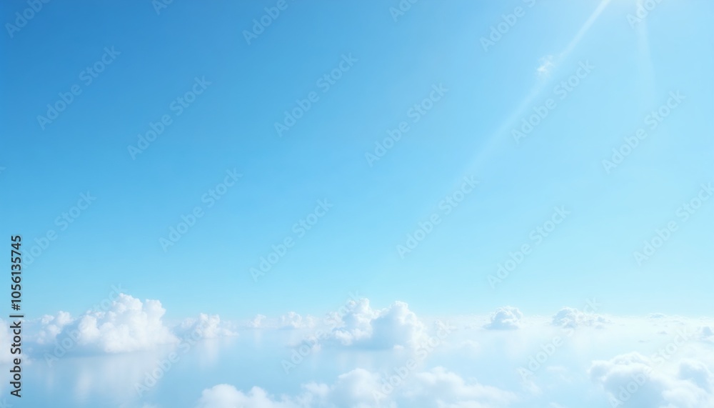 Bright blue sky with fluffy white clouds and sunlight for positive mindset and uplifting backgrounds Bright blue sky with fluffy white clouds and sunlight for positive mindset and uplifting backgrounds