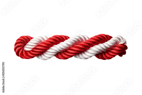 Red and white Christmas rope isolated on transparent background
