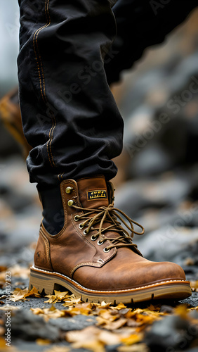 Brown safety boots