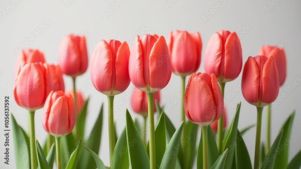 pink tulips isolated on light background pink tulips isolated on light background