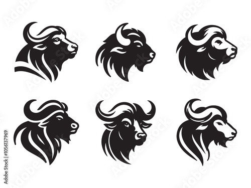Buffalo Head Silhouette Logo Illustration