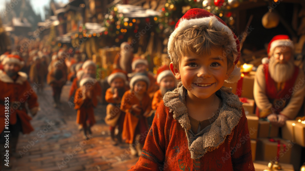 Santa Claus and little elves in the frozen gift factory. Santa Claus and little elves in the frozen gift factory.