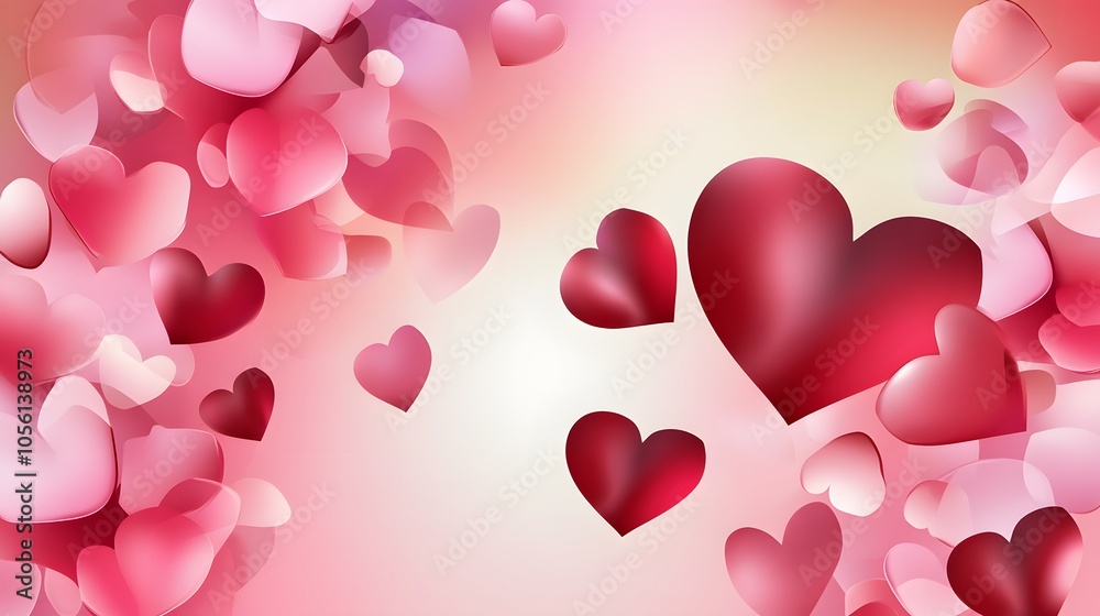 A delicate arrangement of hearts in various shades of pink and red. A delicate arrangement of hearts in various shades of pink and red.