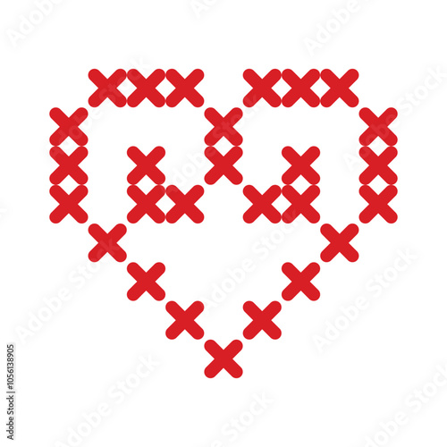 Cross stitch pattern heart folk embroidery