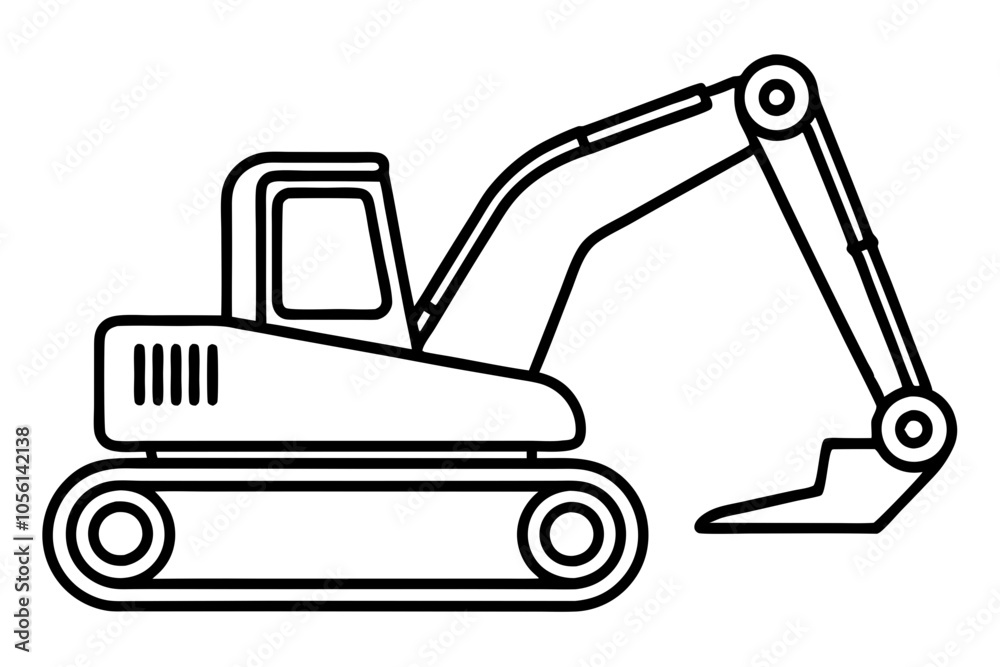Clean and Simple Excavator Line Art Vector Drawing Illustration Clean and Simple Excavator Line Art Vector Drawing Illustration