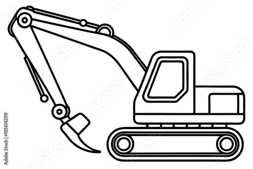 Clean and Simple Excavator Line Art Vector Drawing Illustration photo