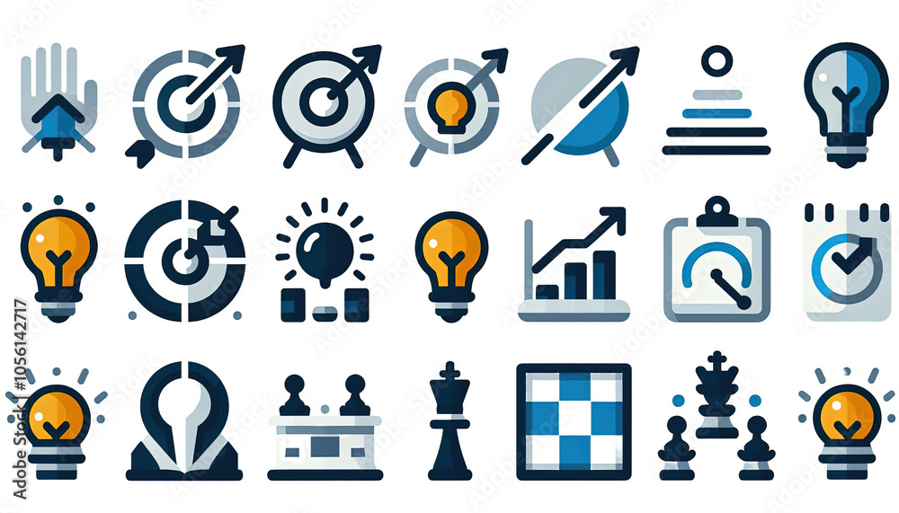 Business Strategy Icons Set. Business Strategy Icons Set.