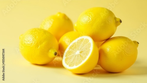 Fresh juicy lemons, a vibrant citrus fruit rich in vitamins and antioxidants, perfect for healthy, zesty, and refreshing nutrition photo