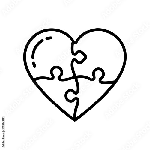 Heart Puzzle Icon Representing Love and Connection