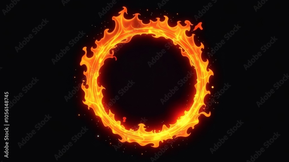 Circle of Fire flame on black background. Circle of Fire flame on black background.