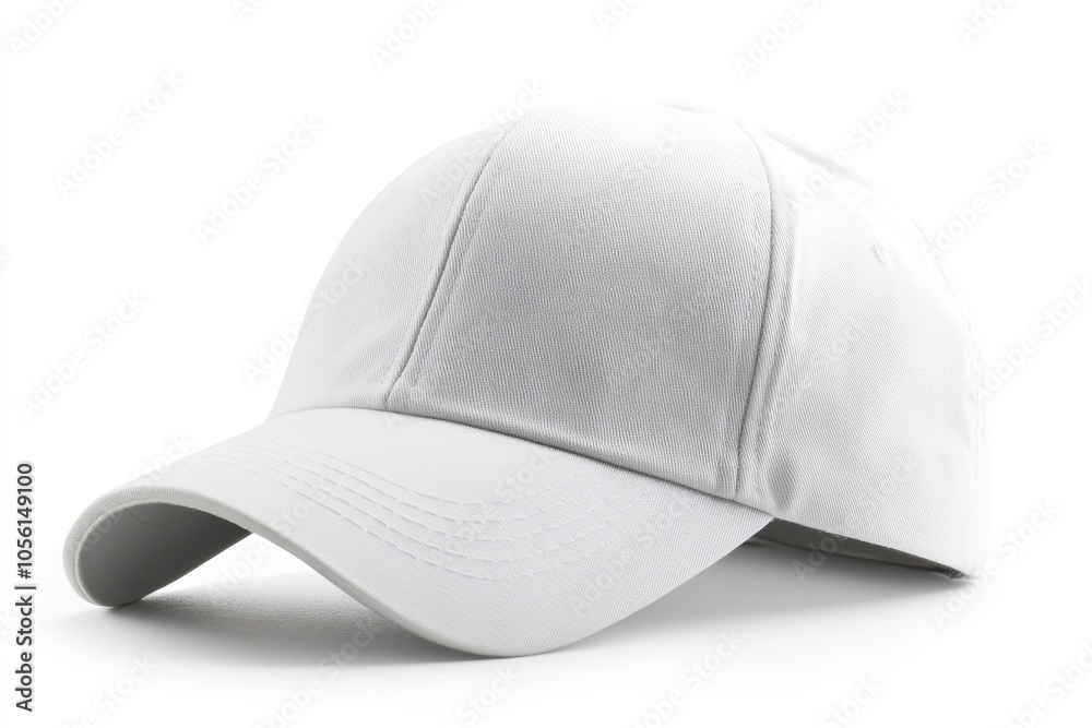 Plain white baseball cap isolated on white background Plain white baseball cap isolated on white background