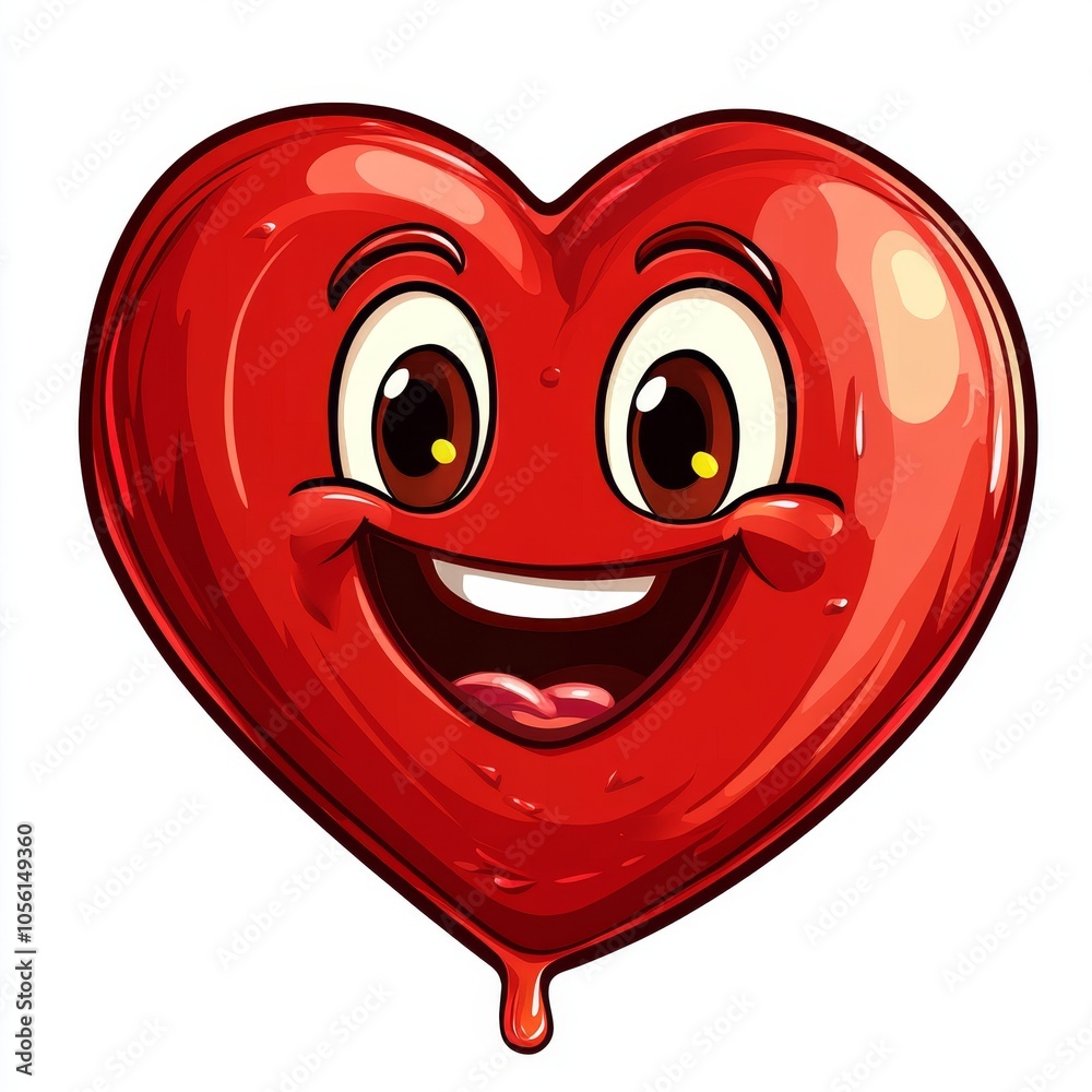 A heart-shaped cartoon character with a big smile and cute features, representing love, joy, and positivity through its bright and playful design. A heart-shaped cartoon character with a big smile and cute features, representing love, joy, and positivity through its bright and playful design.