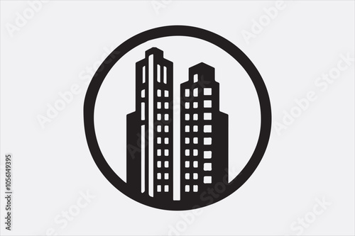 A black silhouette  vector of two city buildings