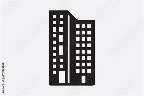 A black silhouette  vector of two city buildings