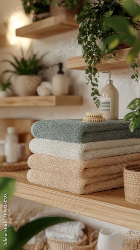 Spa towels and plants