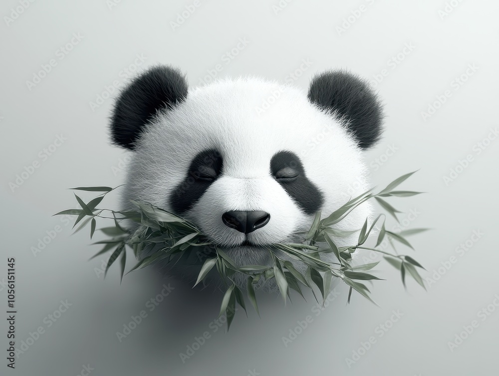 Panda Enjoying Bamboo Snack Panda Enjoying Bamboo Snack