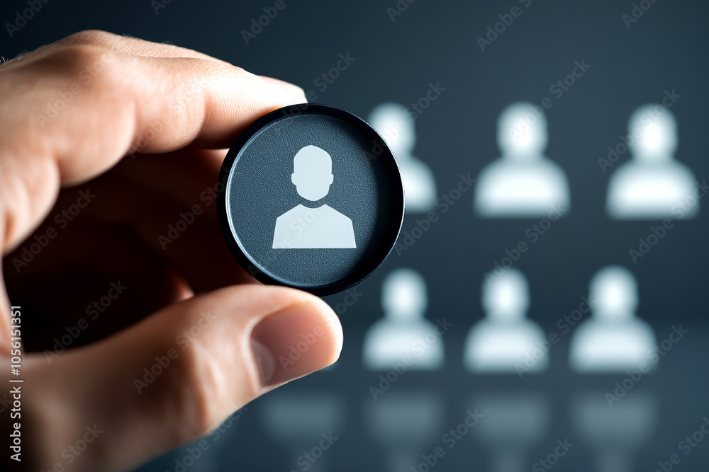 An HR professional examining a worker's resume or profile through a magnifying glass. The scene captures the attention to detail in the hiring process An HR professional examining a worker's resume or profile through a magnifying glass. The scene captures the attention to detail in the hiring process