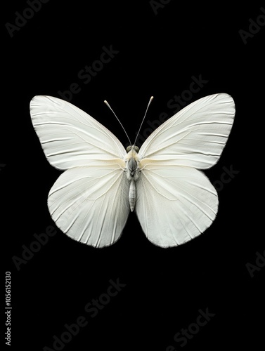 Elegant Black and White Butterfly on Dark Background