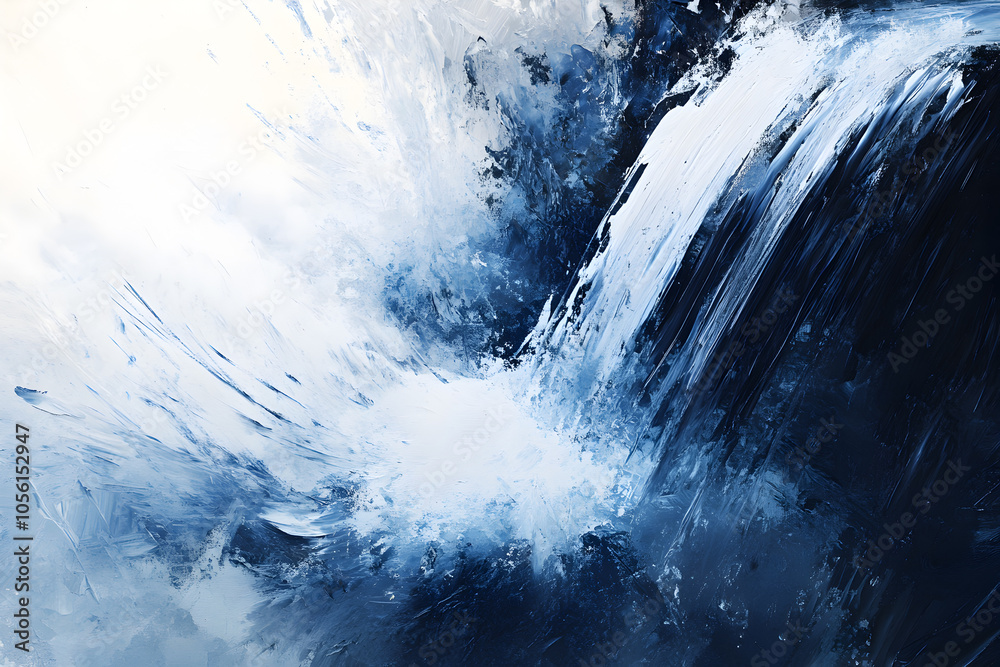 Abstract blue and white brush strokes painting with white and blue textured background. Abstract blue and white brush strokes painting with white and blue textured background.
