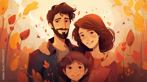 Family concept illustration. Parents with children.	