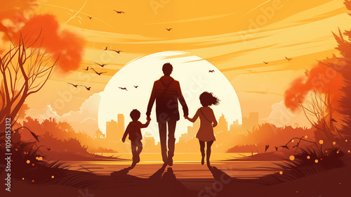 Family concept illustration. Parents with children.	