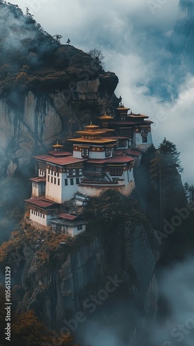 A mountain with a row of buildings on it photo