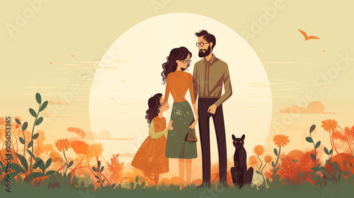 Family concept illustration. Parents with children.	
