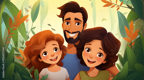Family concept illustration. Parents with children.	