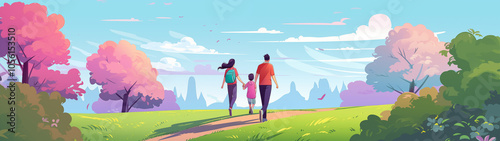 Family concept illustration. Parents with children.	