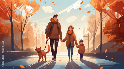 Family concept illustration. Parents with children.	