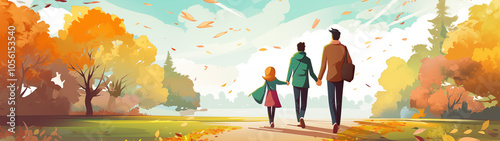 Family concept illustration. Parents with children.	