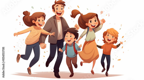 Family concept illustration. Parents with children.	