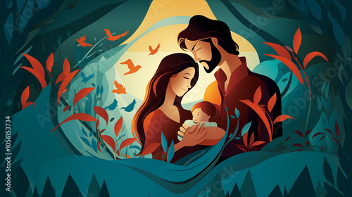 Family concept illustration. Parents with children.	