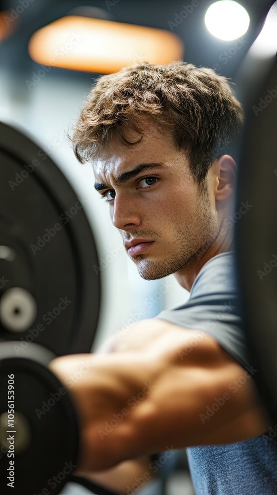 A man is lifting a weight in a gym A man is lifting a weight in a gym