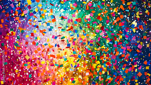 Celebration and colorful confetti party. Blur abstract background.