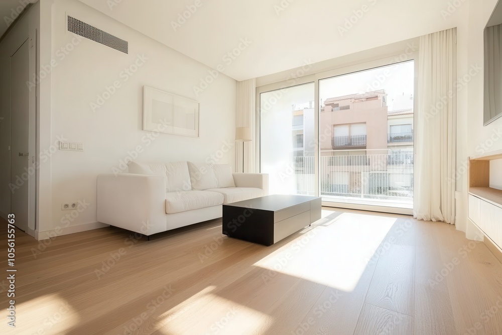 Modern Monochrome Living Space with Natural Light Modern Monochrome Living Space with Natural Light
