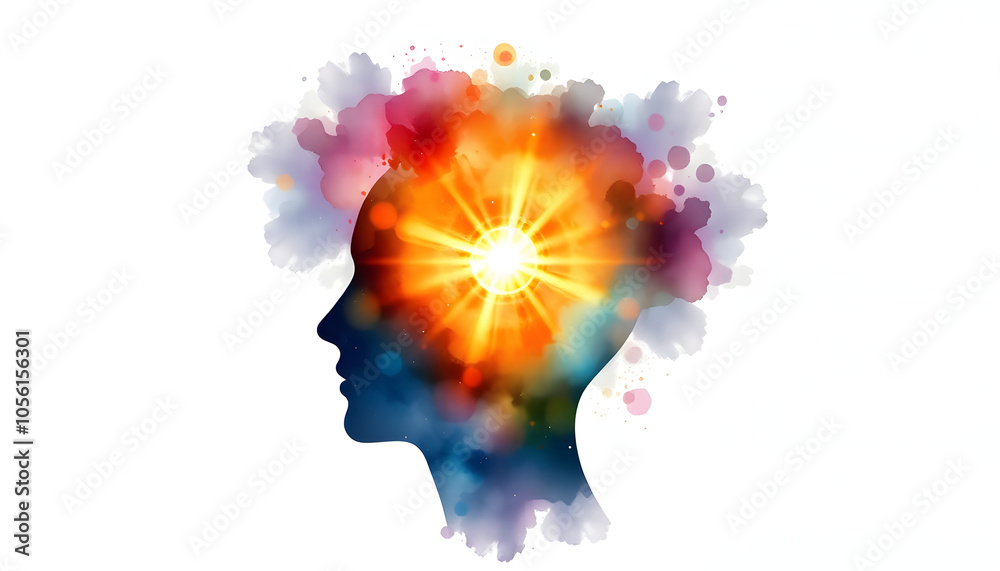 human head, chakra power, inspiration abstract thought, world, universe inside your mind watercolor painting isolated with white highlights, png human head, chakra power, inspiration abstract thought, world, universe inside your mind watercolor painting isolated with white highlights, png