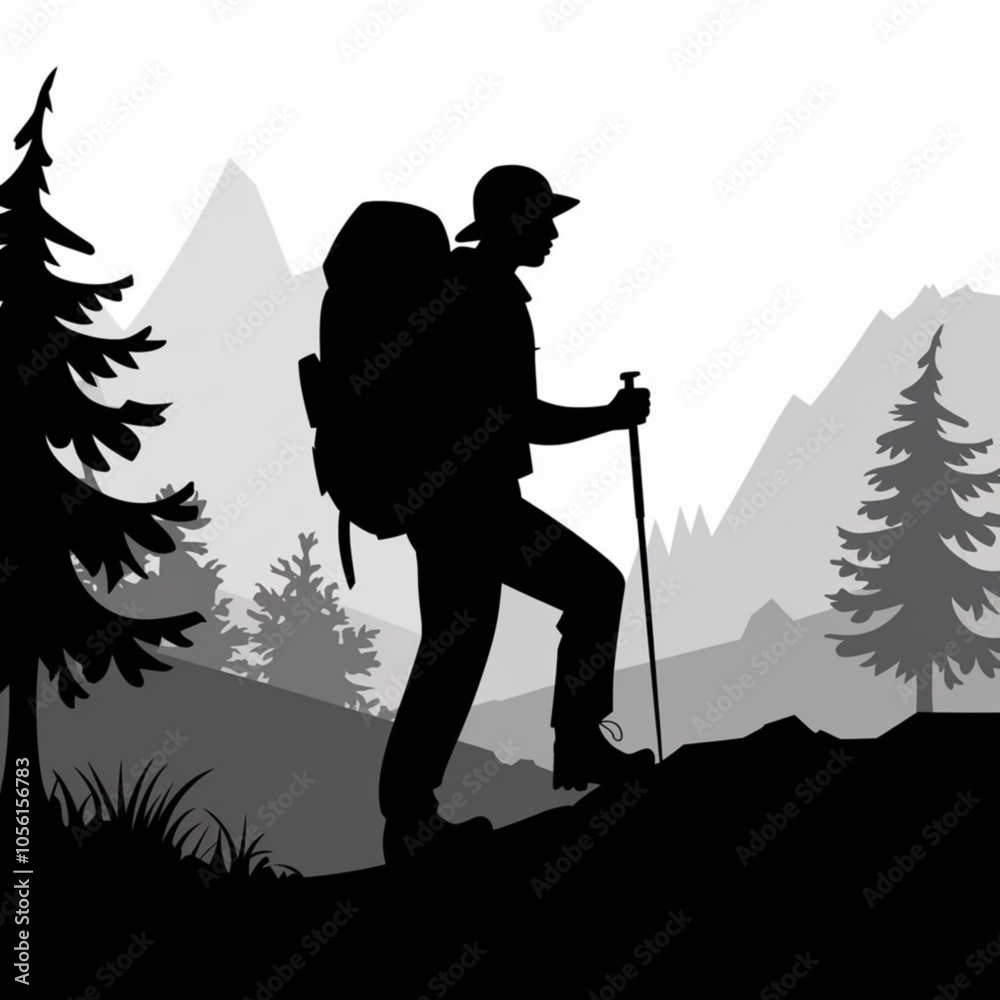 Fototapeta premium silhouette of a person in the mountains