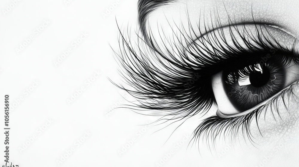 Fototapeta premium A close-up of an eye with a lot of hair above the iris