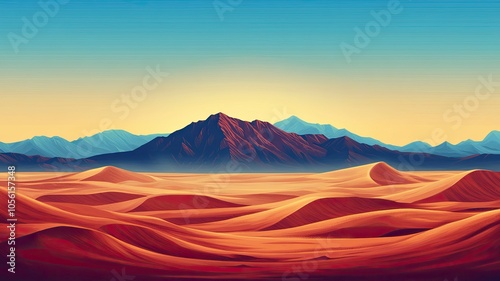 A desert landscape with mountains in the background