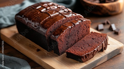 chocolate brownies on wooden background.