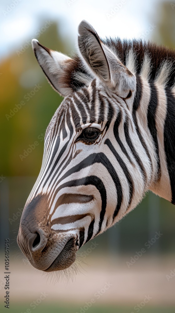 Naklejka premium Elegant Zebra Side Profile with Striking Stripes